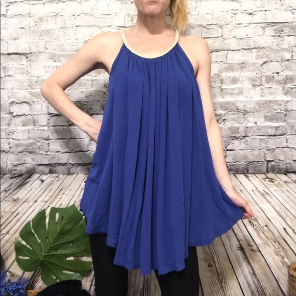 NouveauMonde Flowy Blue Tunic Size M - Picture 3 of 12